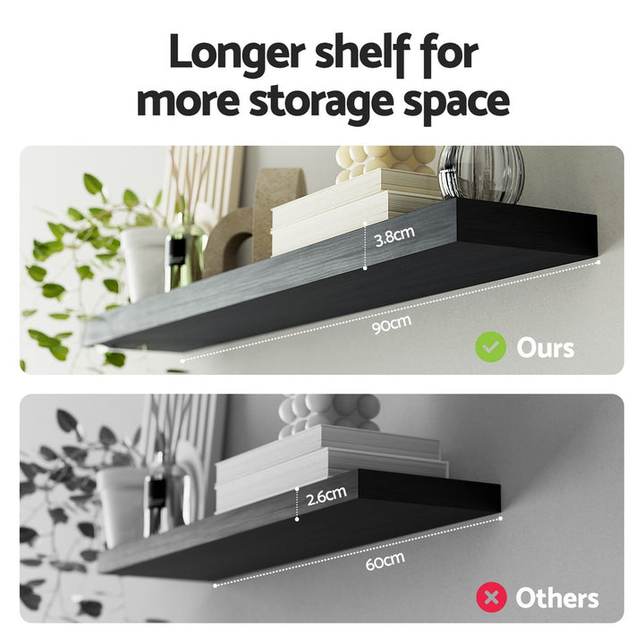 Artiss Floating Wall Shelf Set of 2 Black 90CM - Homecoze