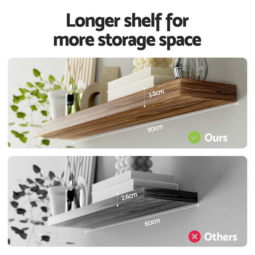 Artiss Floating Wall Shelf Set of 2 Wood 90CM - Homecoze
