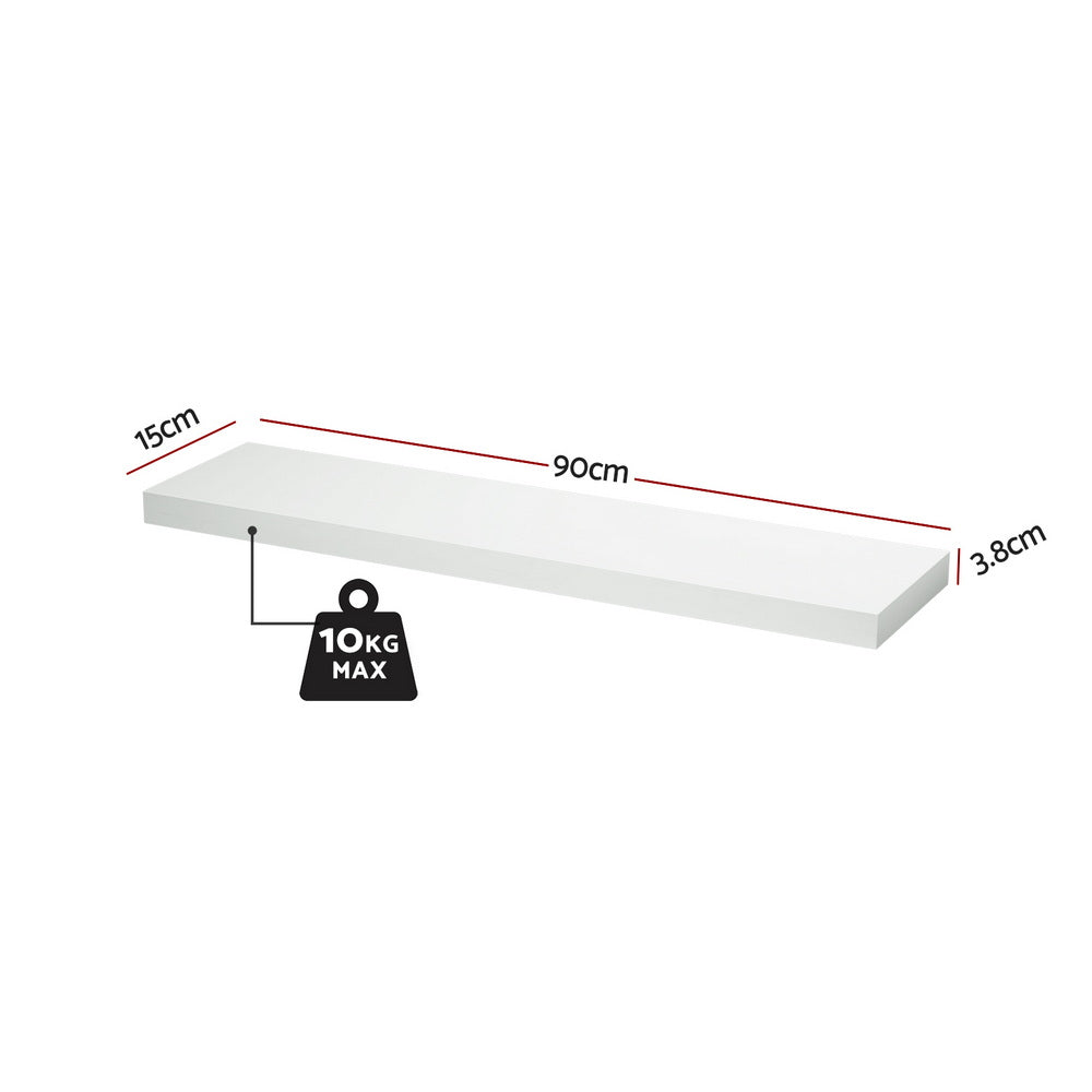 Artiss Floating Wall Shelf Set of 2 White 90CM - Homecoze