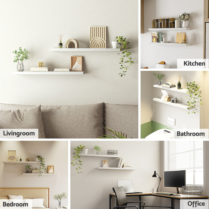 Artiss Floating Wall Shelf Set of 2 White 90CM - Homecoze