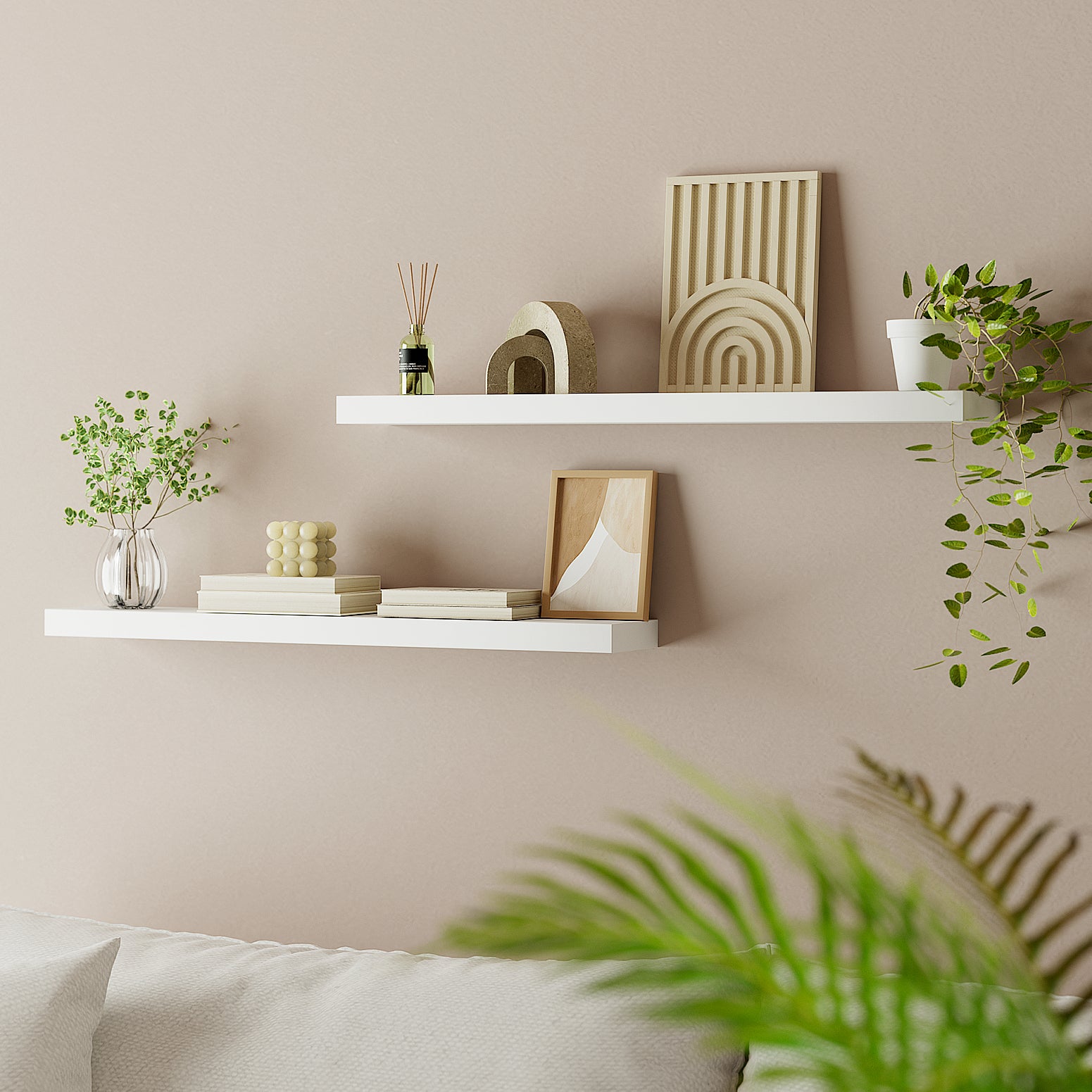 Artiss Floating Wall Shelf Set of 2 White 90CM - Homecoze