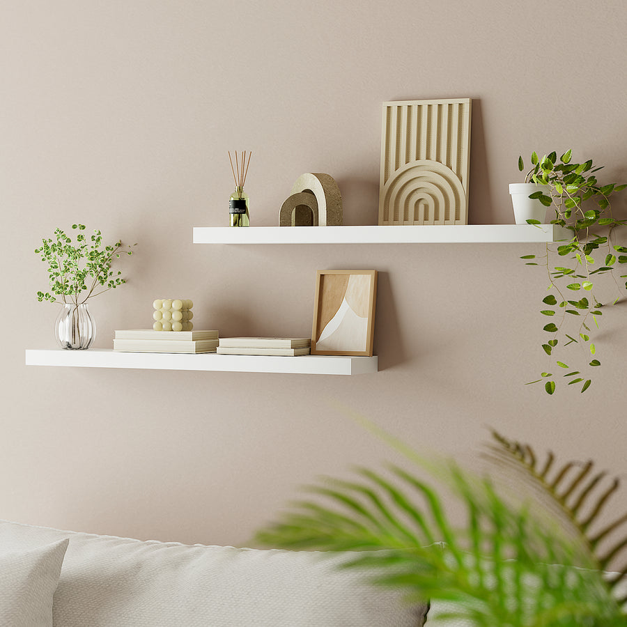 Artiss Floating Wall Shelf Set of 2 White 90CM - Homecoze