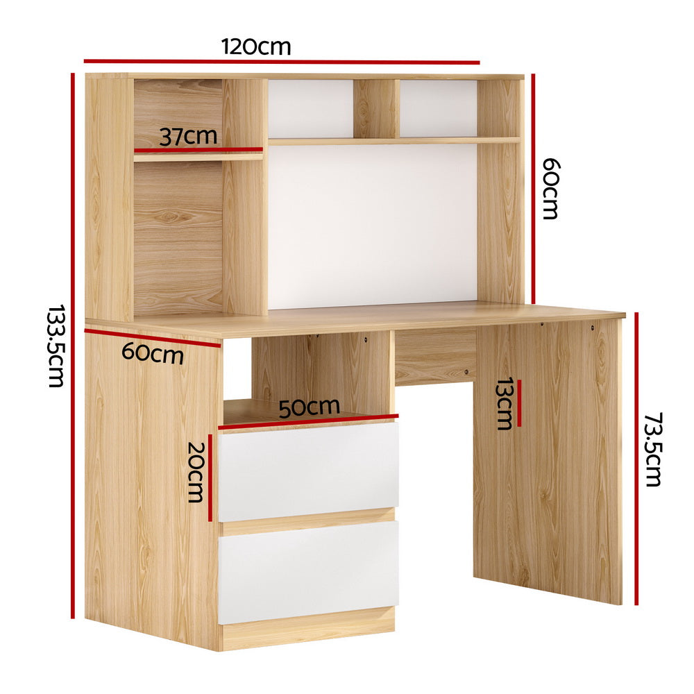 Computer Study Office Desk with Storage - Oak - Homecoze