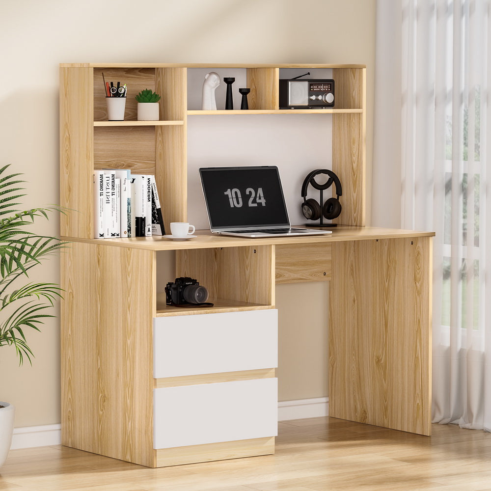 Computer Study Office Desk with Storage - Oak - Homecoze