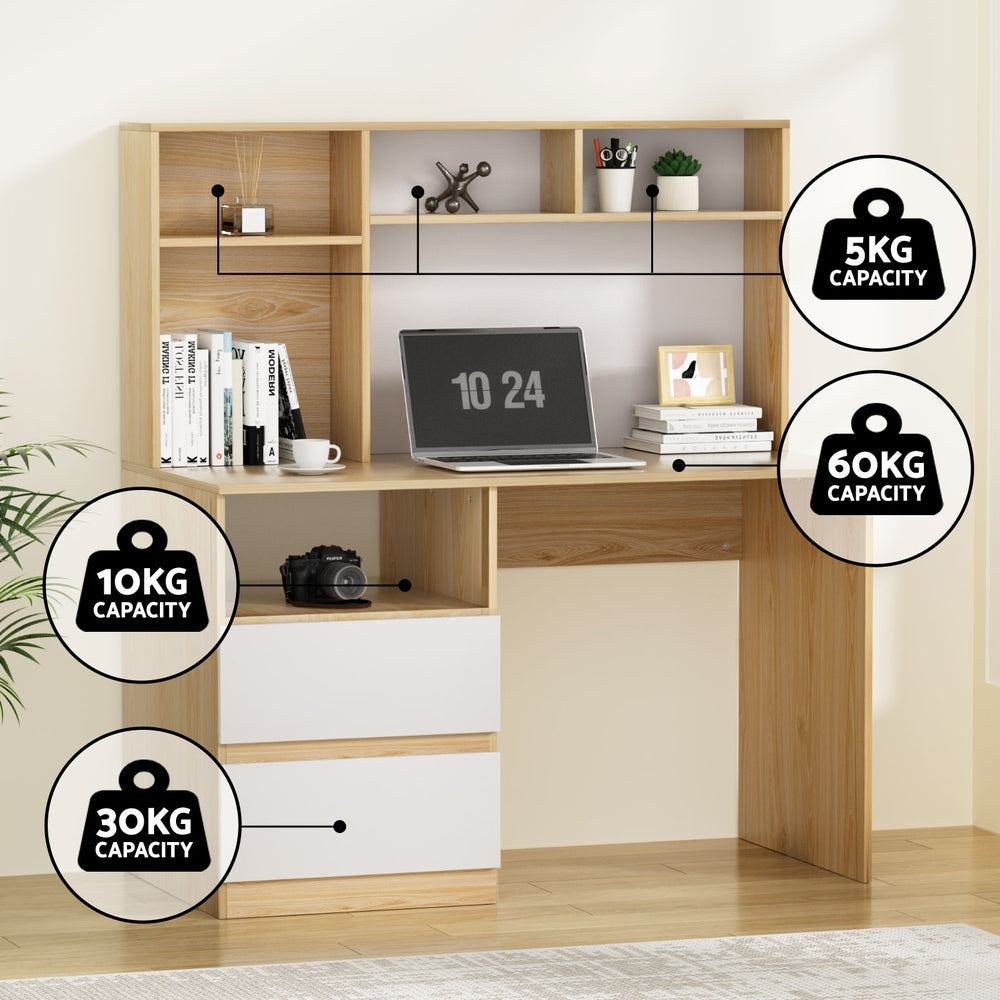 Computer Study Office Desk with Storage - Oak - Homecoze