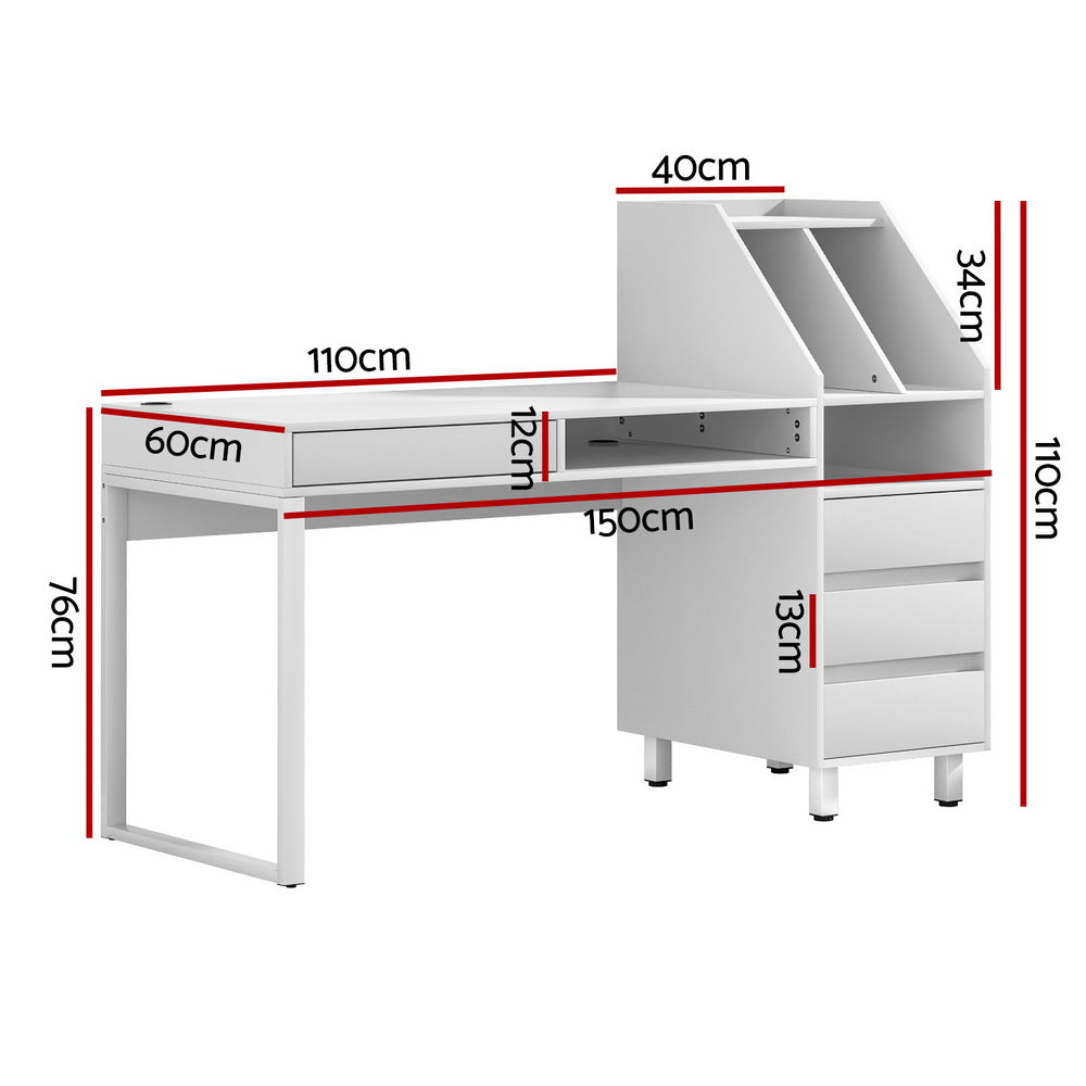 Office Computer Desk Study Table with Storage Bookshelf - Homecoze