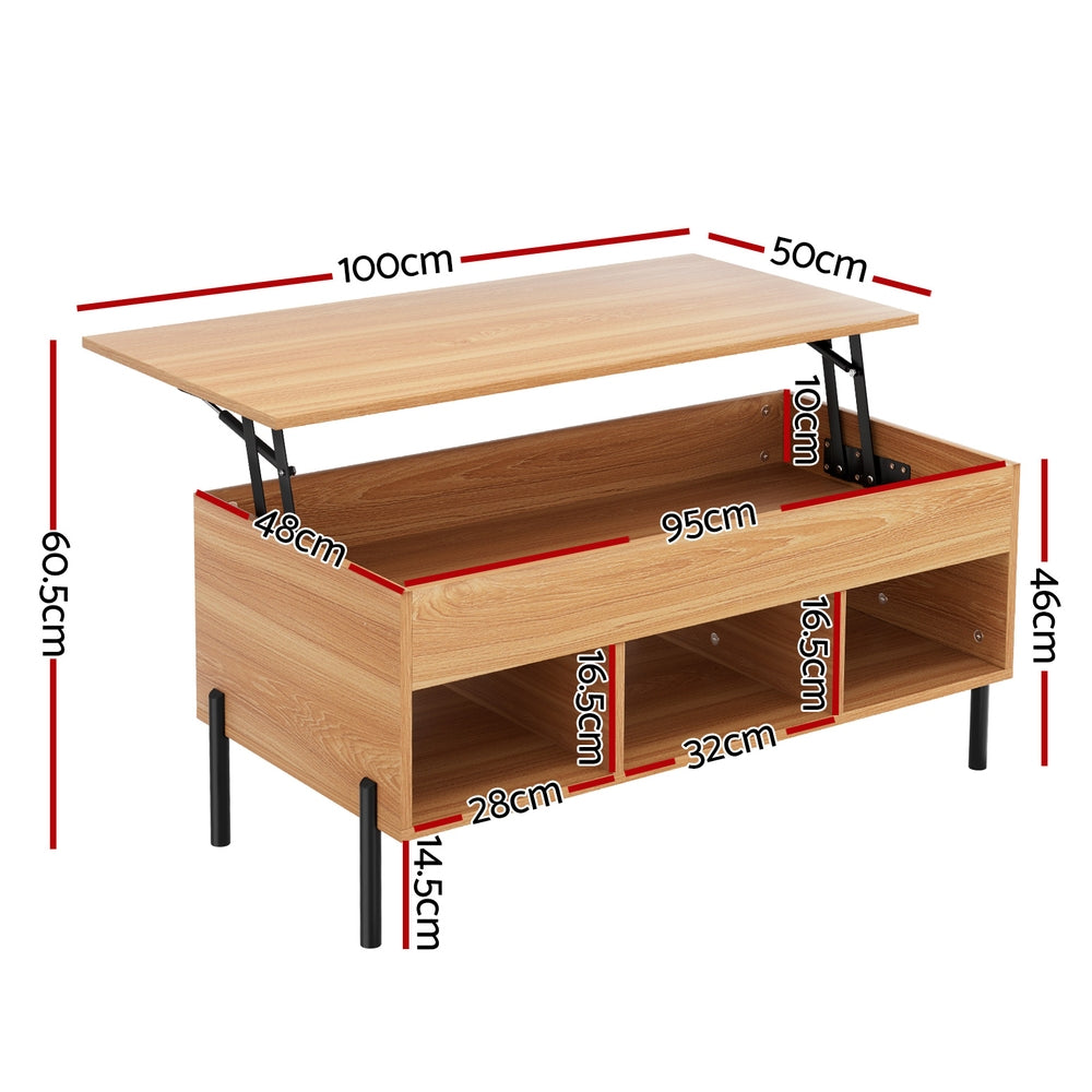 Artiss Coffee Table Lift-top Oak - Homecoze