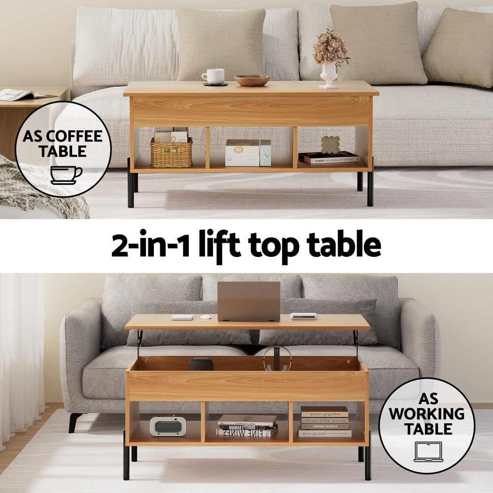 Artiss Coffee Table Lift-top Oak - Homecoze