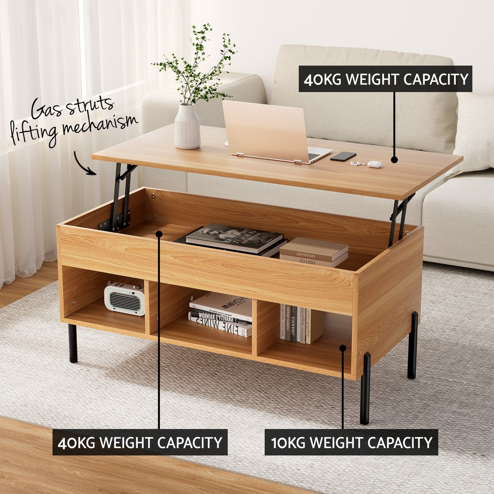 Artiss Coffee Table Lift-top Oak - Homecoze