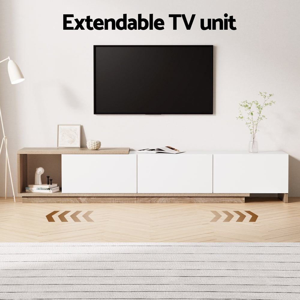 Artiss TV Cabinet Entertainment Unit Stand Extendable White Oak - Homecoze