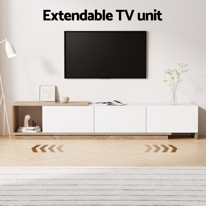 Artiss TV Cabinet Entertainment Unit Stand Extendable White Oak - Homecoze