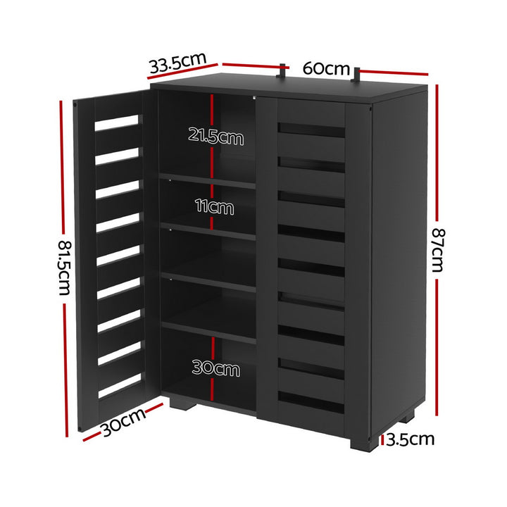 5-Tier Shoe Rack Storage Cabinet - Black - Homecoze