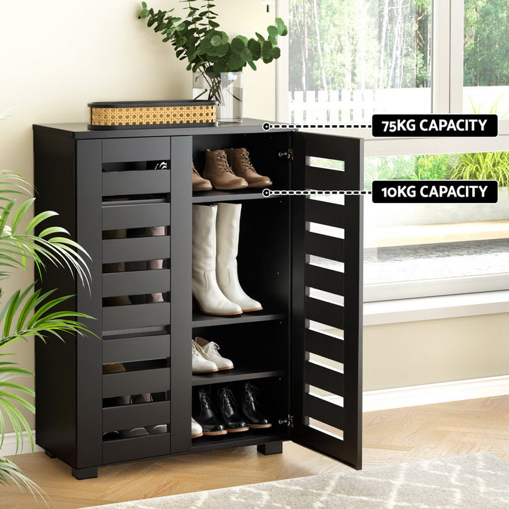 5-Tier Shoe Rack Storage Cabinet - Black - Homecoze
