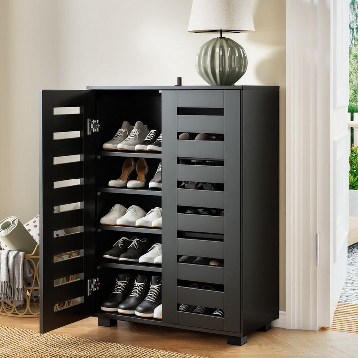 5-Tier Shoe Rack Storage Cabinet - Black - Homecoze