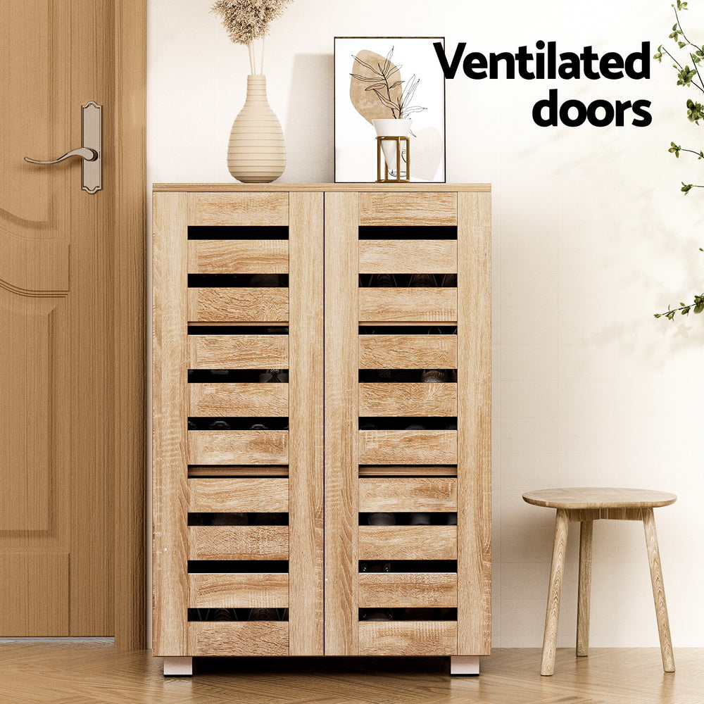 5-Tier Ventilated Shoe Cabinet - Pine - Homecoze