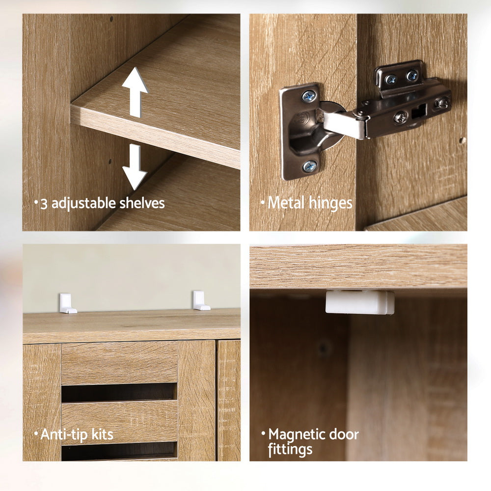 5-Tier Ventilated Shoe Cabinet - Pine - Homecoze