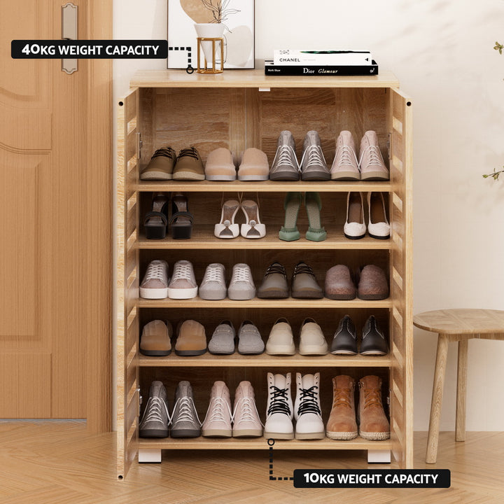 5-Tier Ventilated Shoe Cabinet - Pine - Homecoze