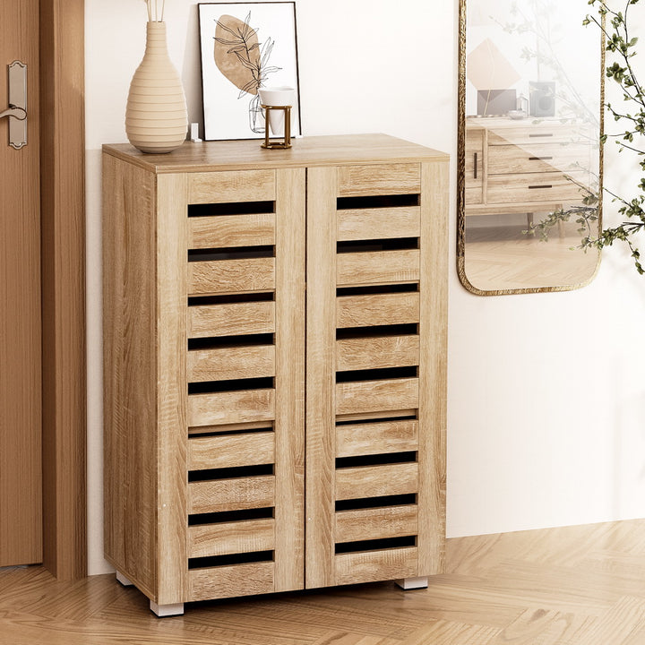 5-Tier Ventilated Shoe Cabinet - Pine - Homecoze