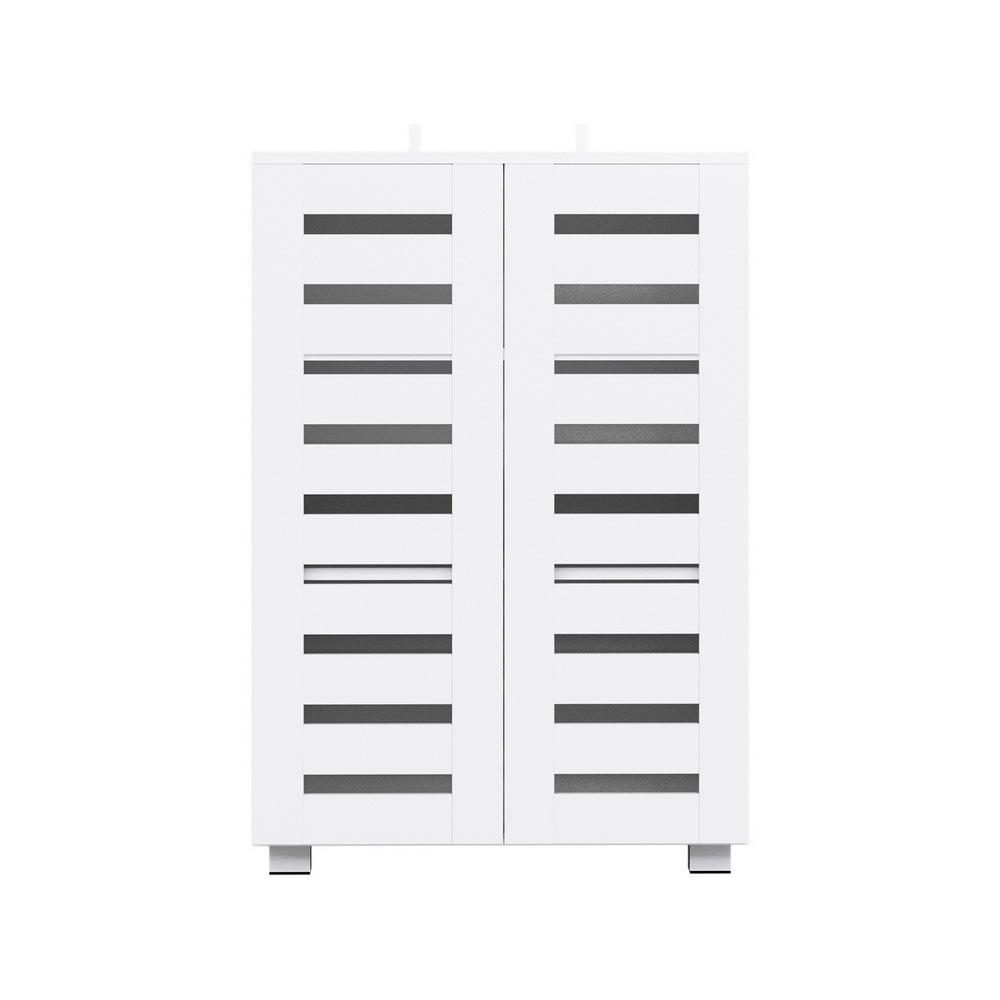 Modern 5 Tier Shoe Cabinet with 2 Ventilated Doors - White - Homecoze