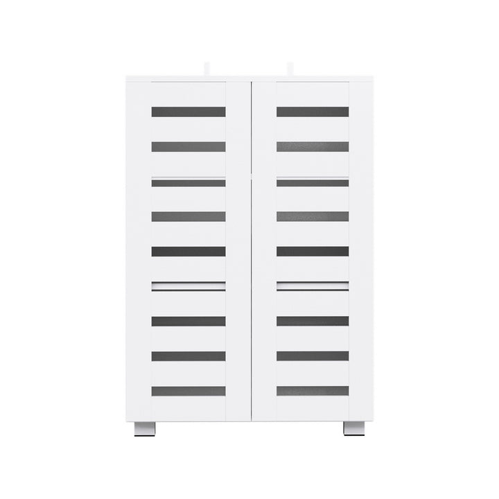 Modern 5 Tier Shoe Cabinet with 2 Ventilated Doors - White - Homecoze