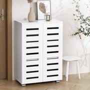 Modern 5 Tier Shoe Cabinet with 2 Ventilated Doors - White - Homecoze