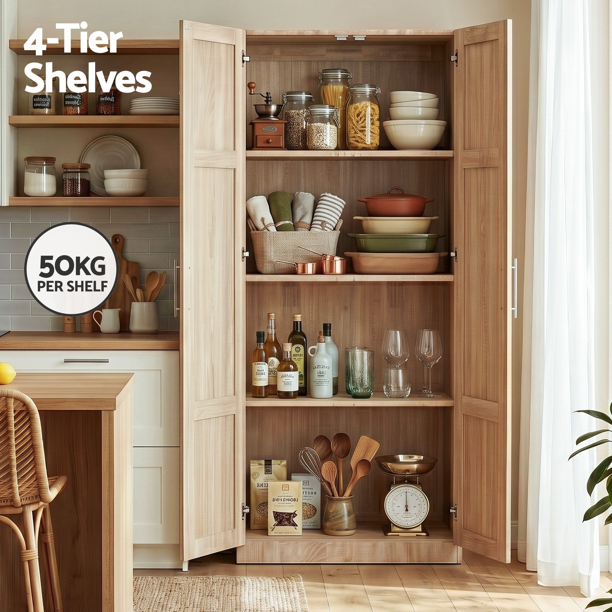 Abigail Linen & Pantry Storage Cabinet - Pine