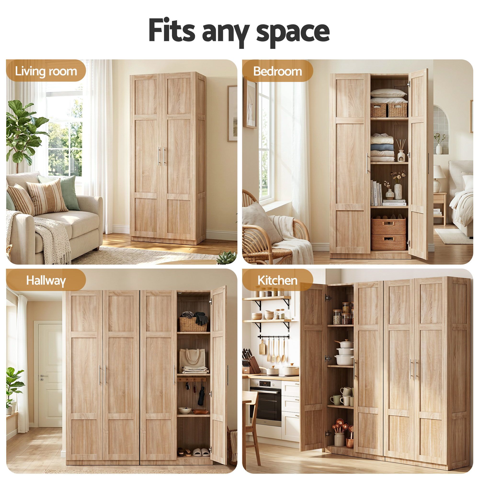Abigail Linen & Pantry Storage Cabinet - Pine