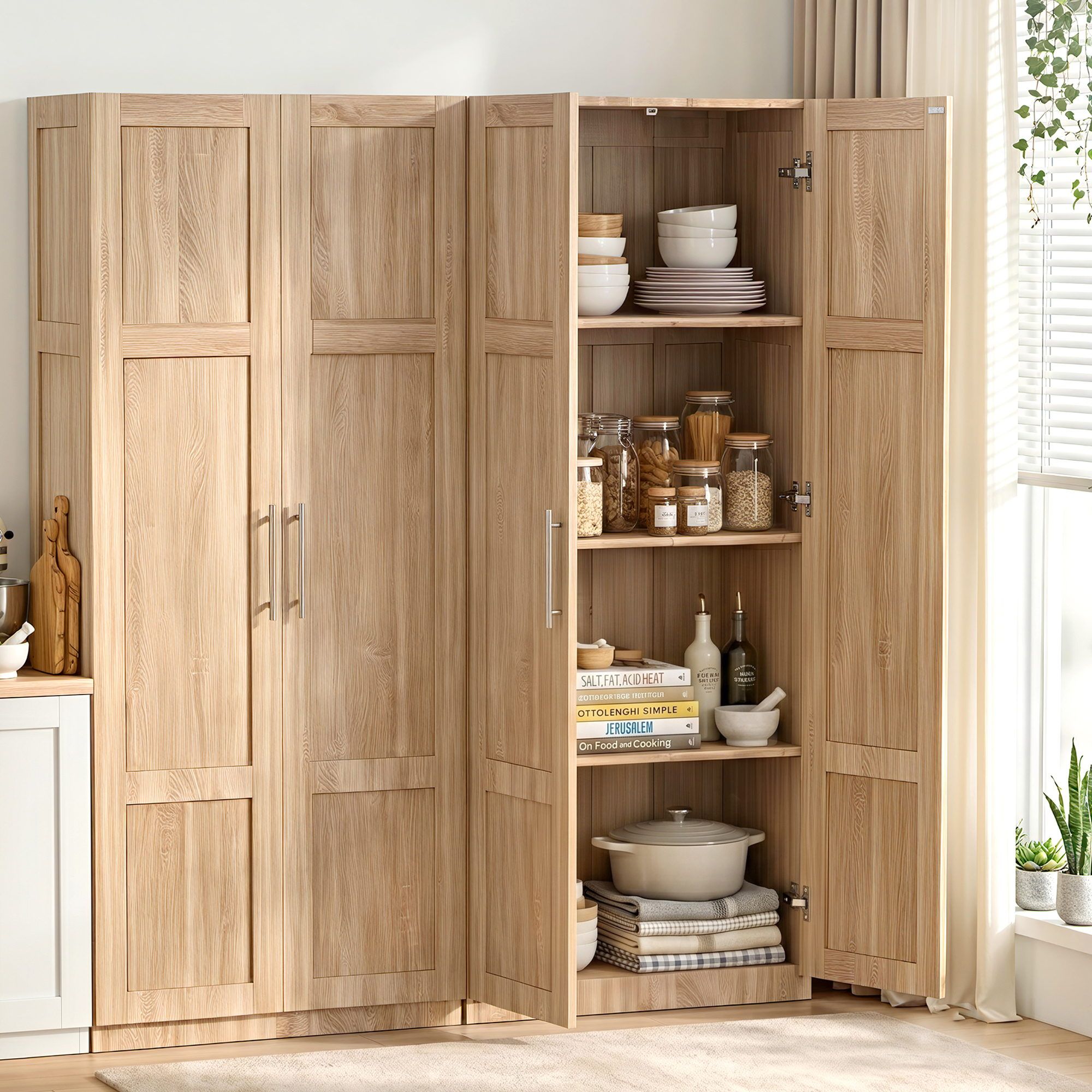 Abigail (Set of 2) Linen & Pantry Storage Cabinets - Pine