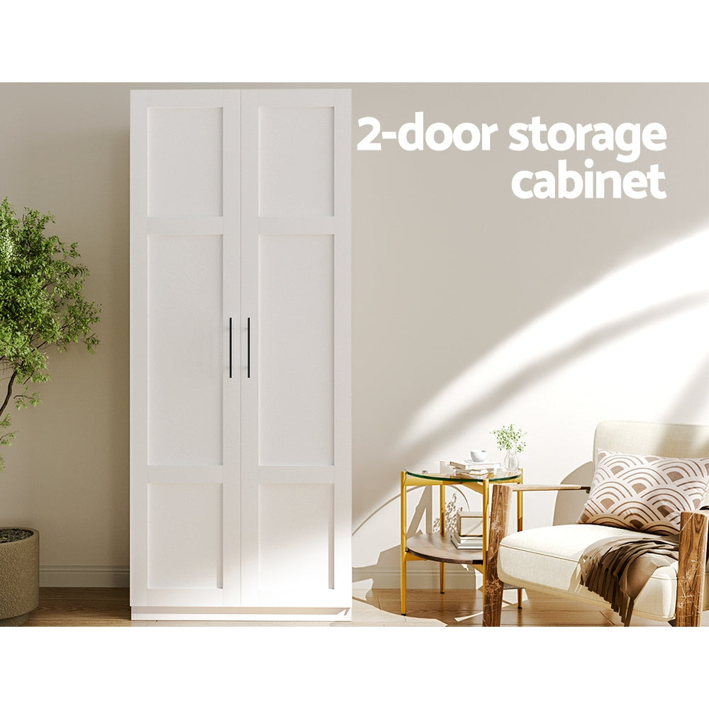 2 Door Pantry Linen Storage Cupboard - White - Homecoze