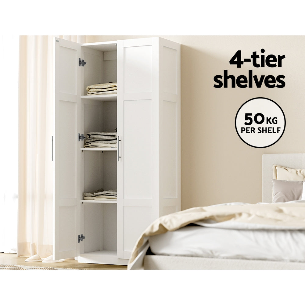2 Door Pantry Linen Storage Cupboard - White - Homecoze