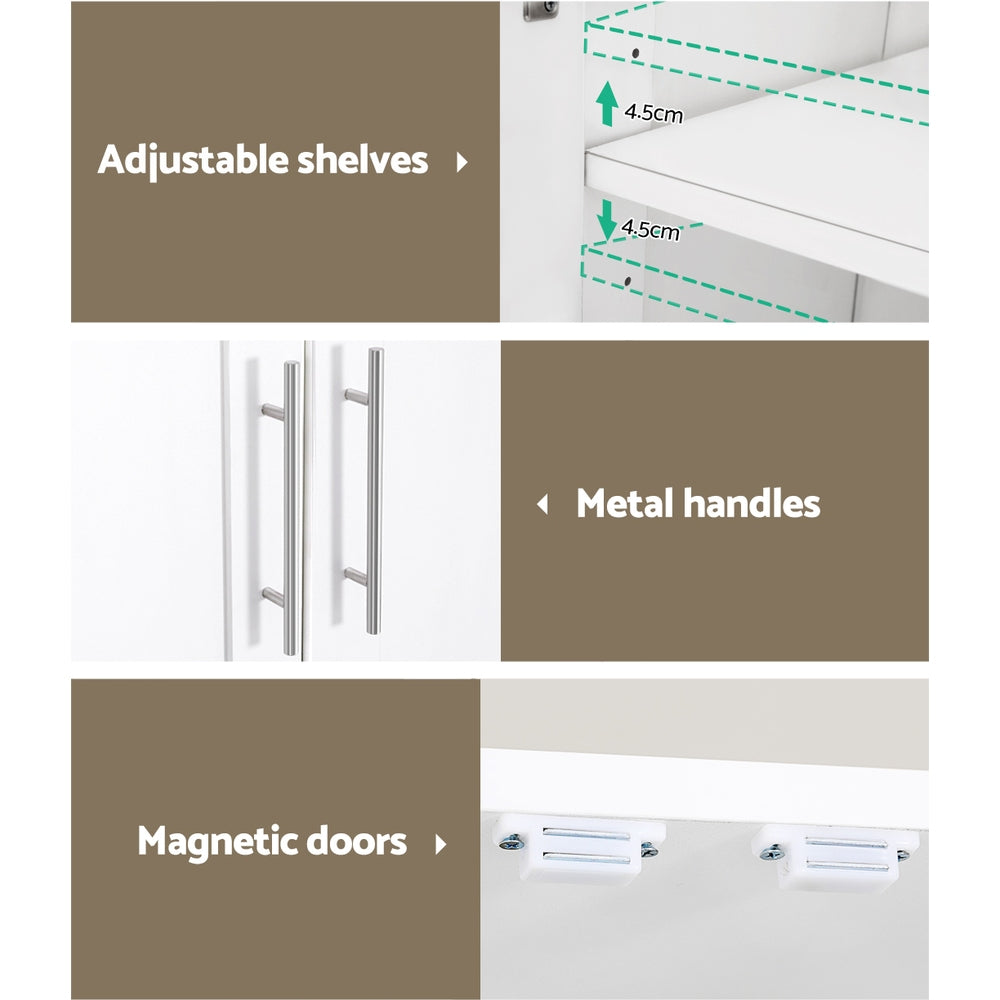2 Door Pantry Linen Storage Cupboard - White - Homecoze