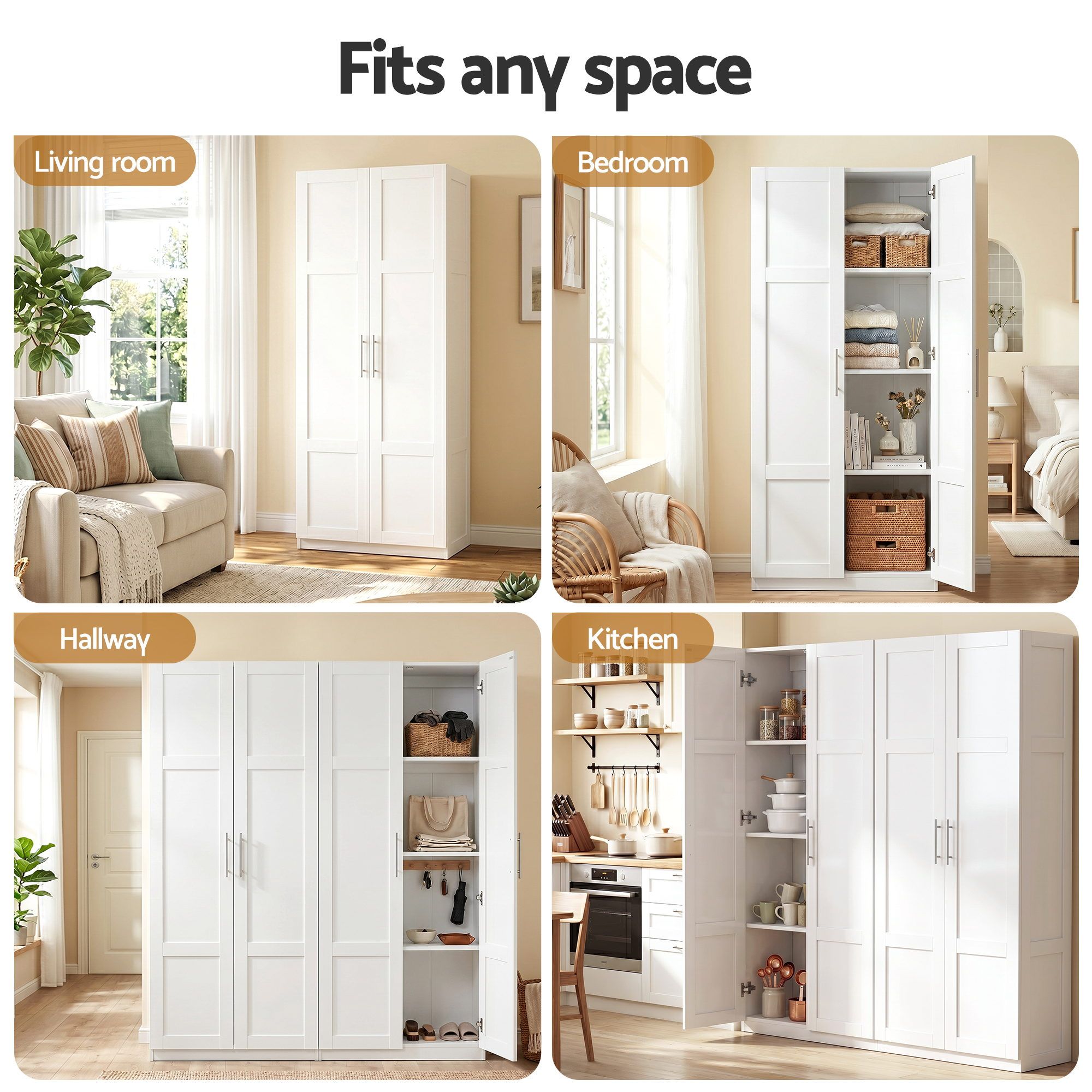 Abigail Linen & Pantry Storage Cabinet - White