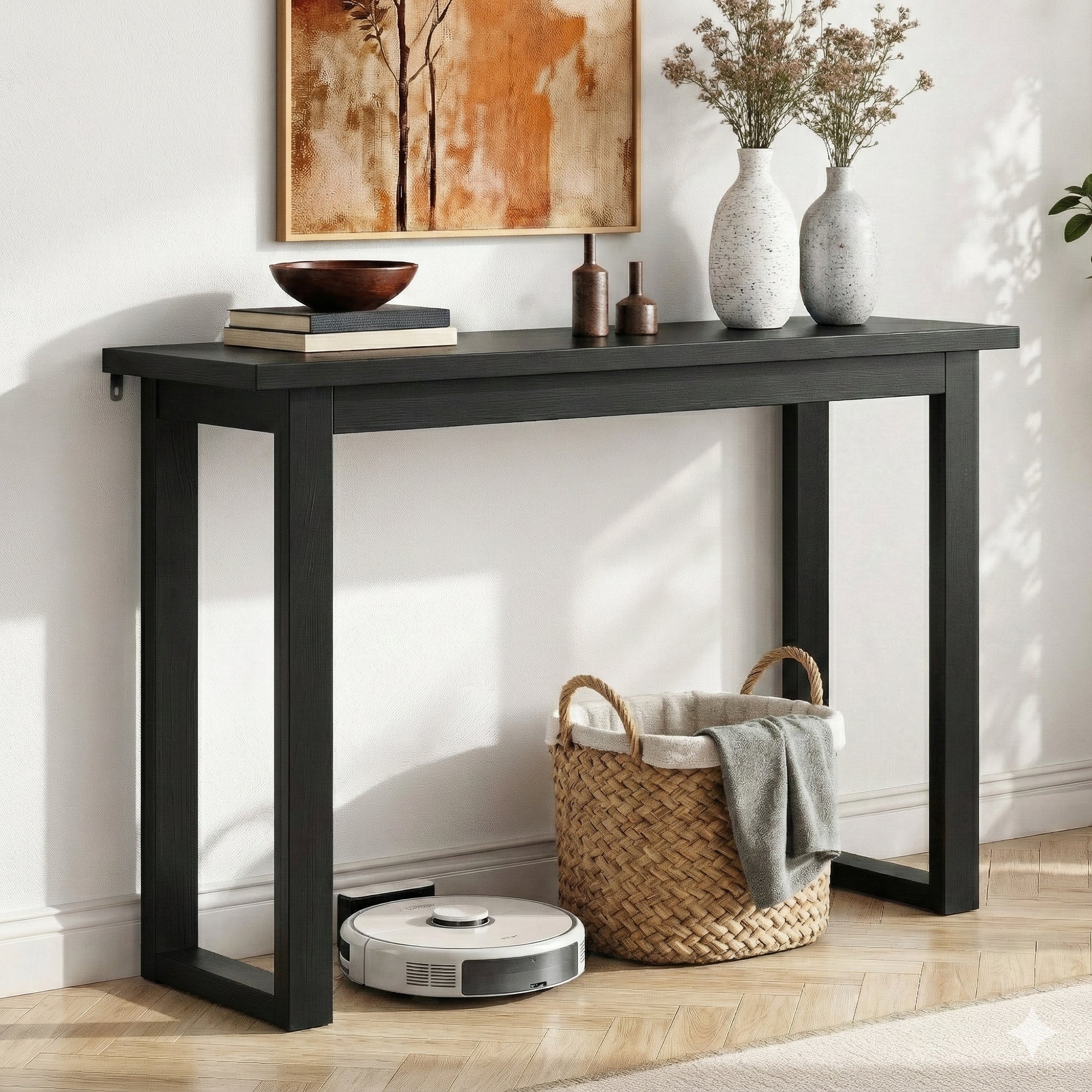 Oslo Wood Grain Console Table - Black - Homecoze