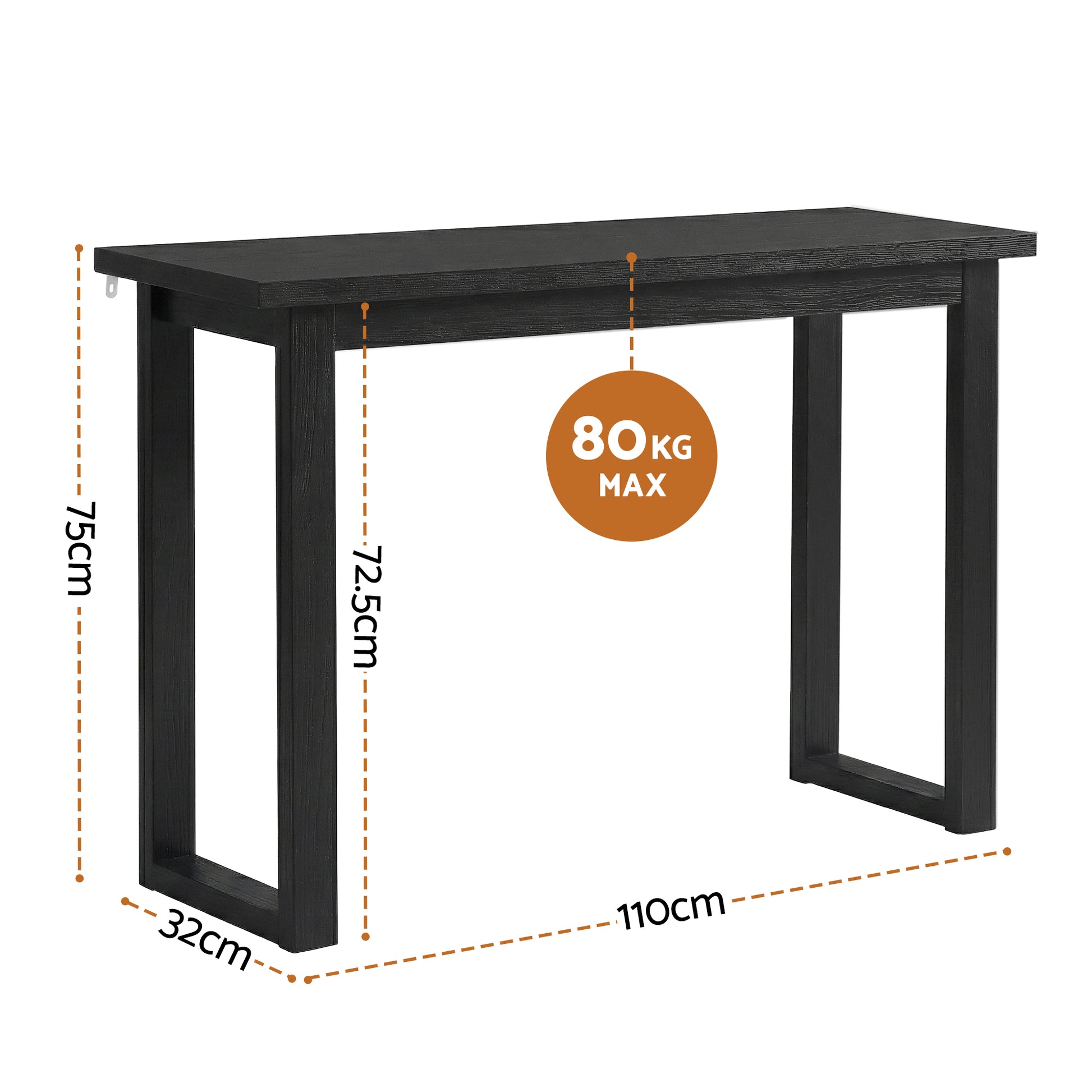 Oslo Wood Grain Console Table - Black - Homecoze
