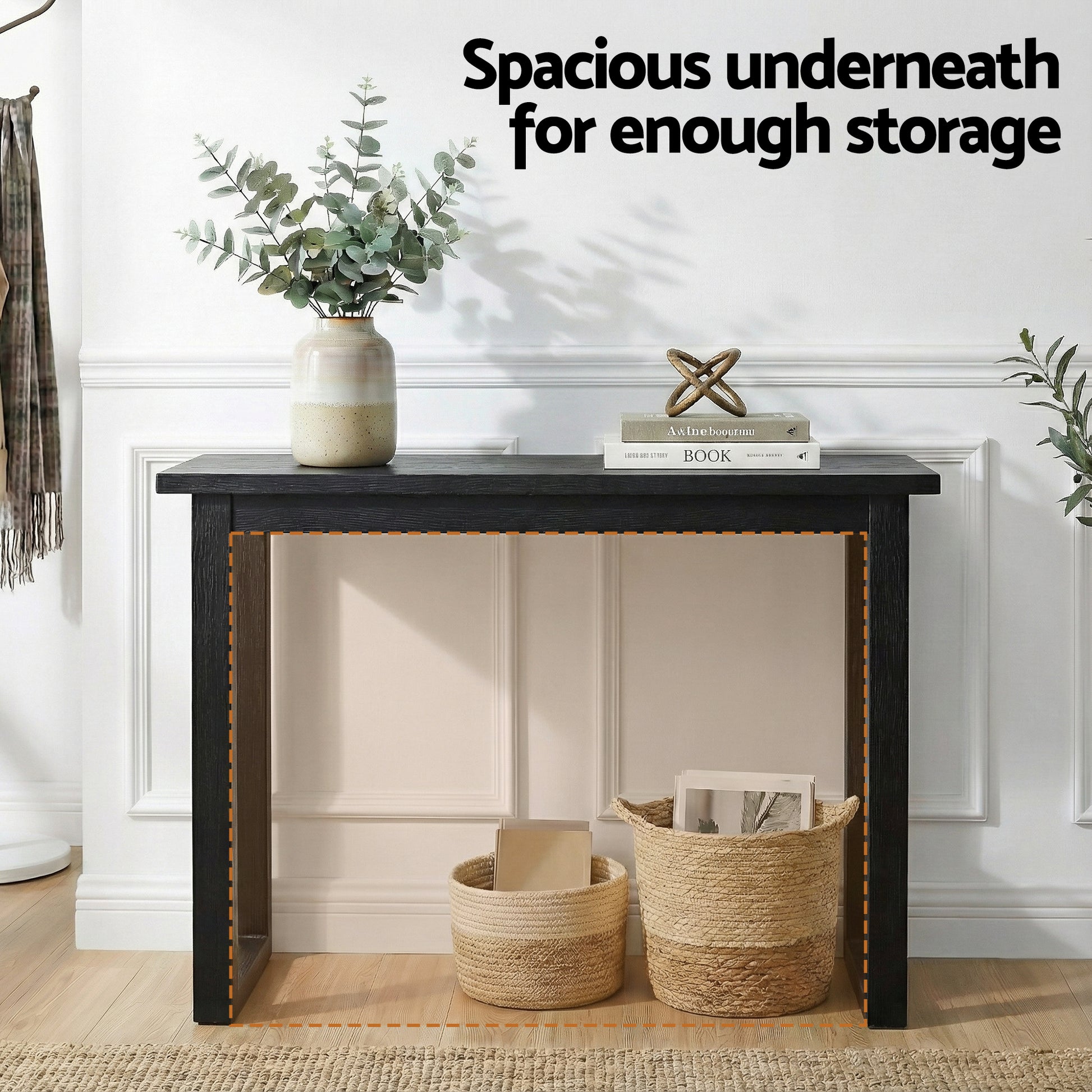 Oslo Wood Grain Console Table - Black - Homecoze