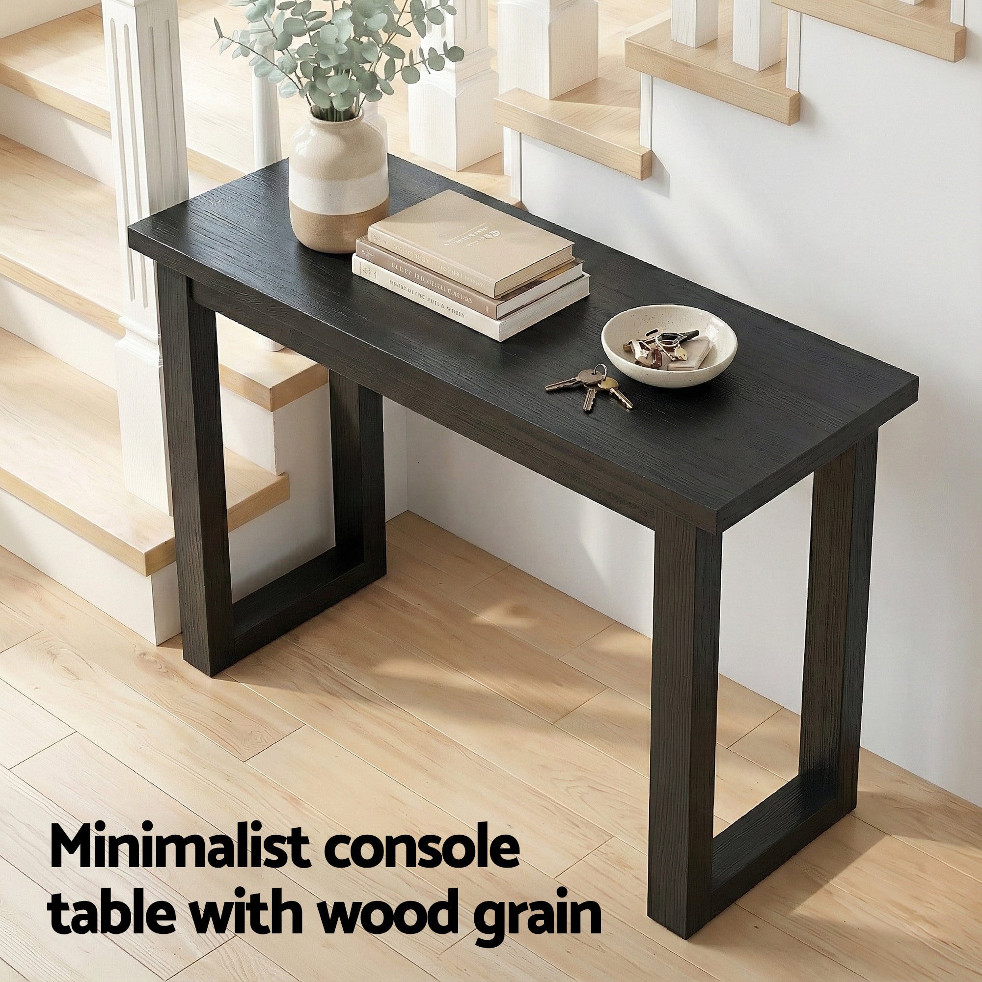 Oslo Wood Grain Console Table - Black - Homecoze