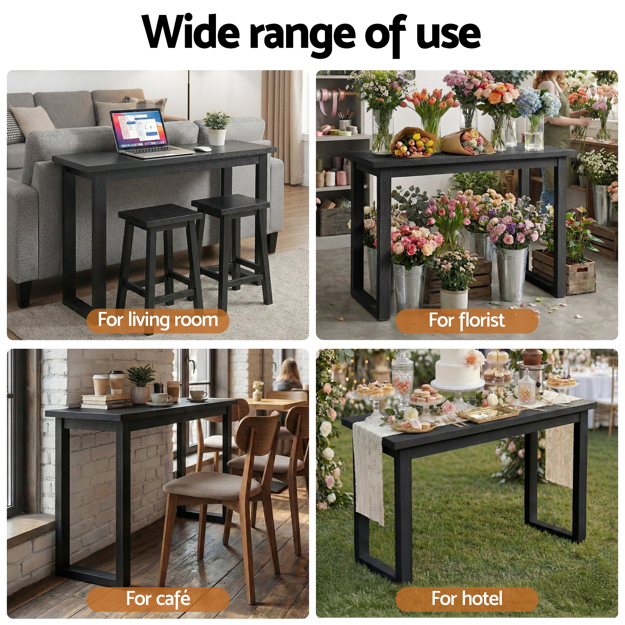 Oslo Wood Grain Console Table - Black - Homecoze