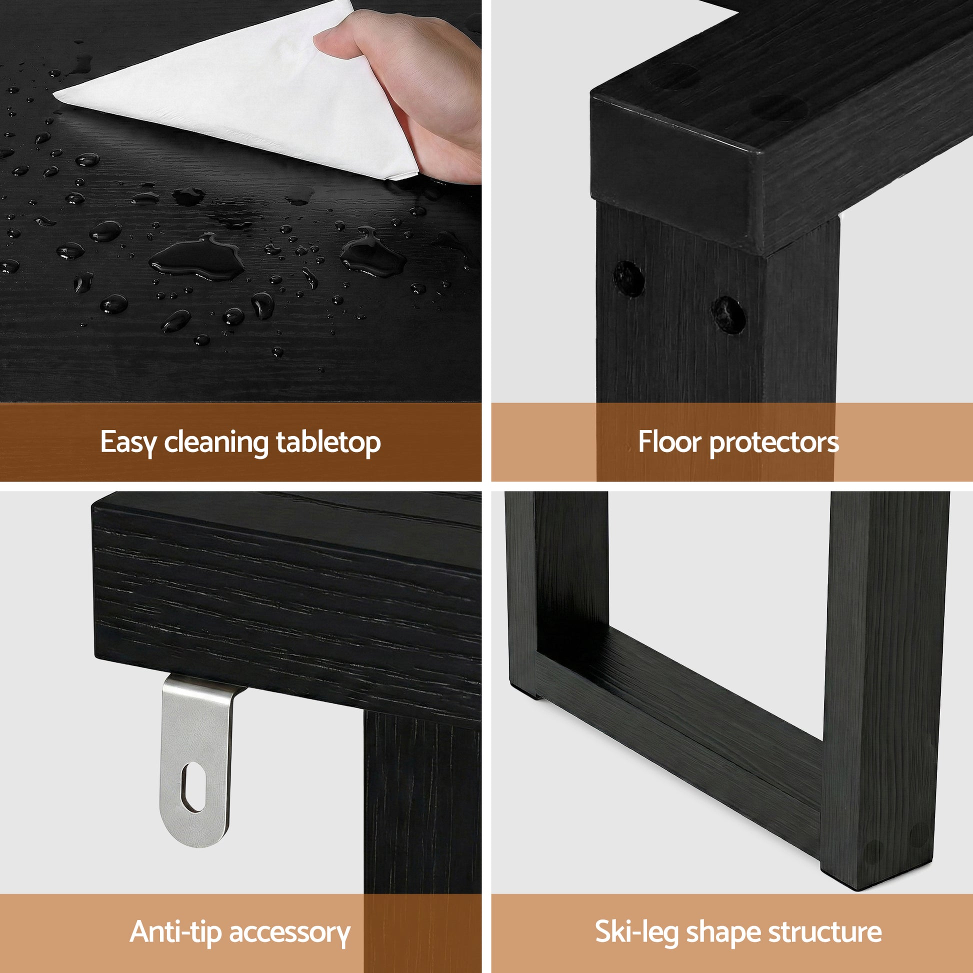 Oslo Wood Grain Console Table - Black - Homecoze