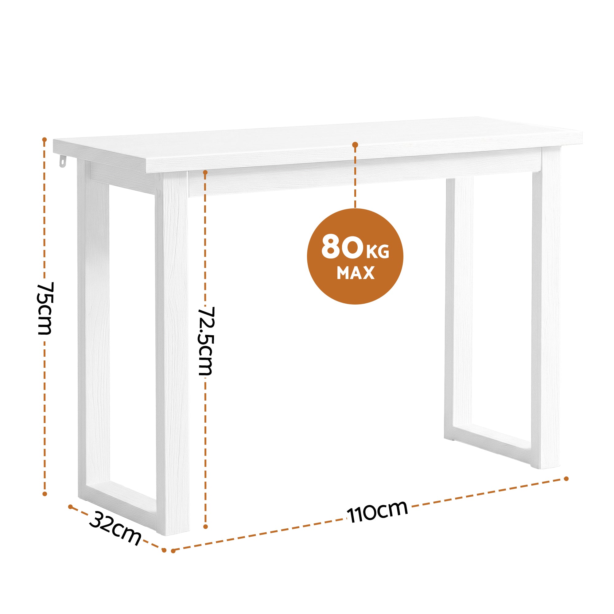 Oslo Wood Grain Console Table - White - Homecoze