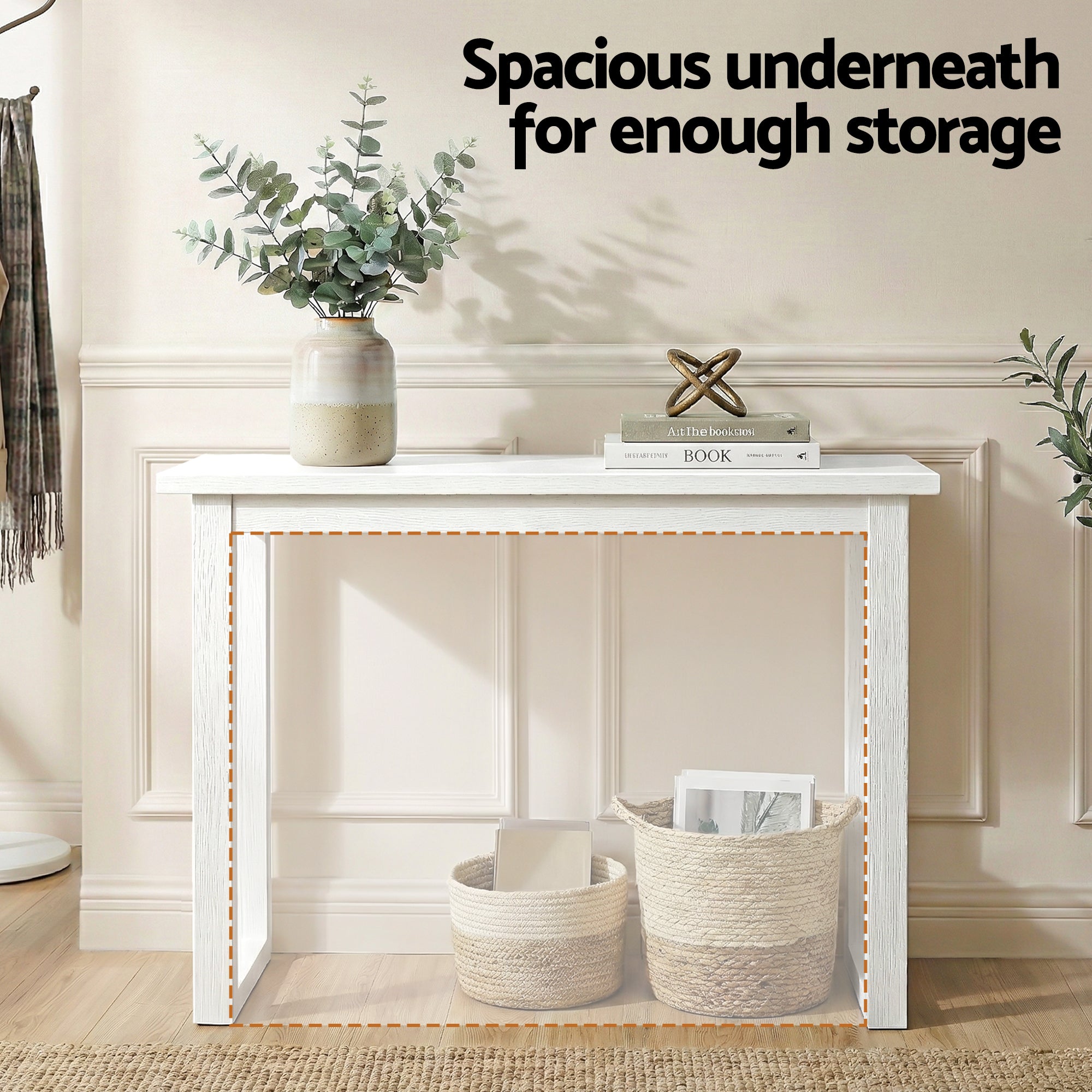 Oslo Wood Grain Console Table - White - Homecoze