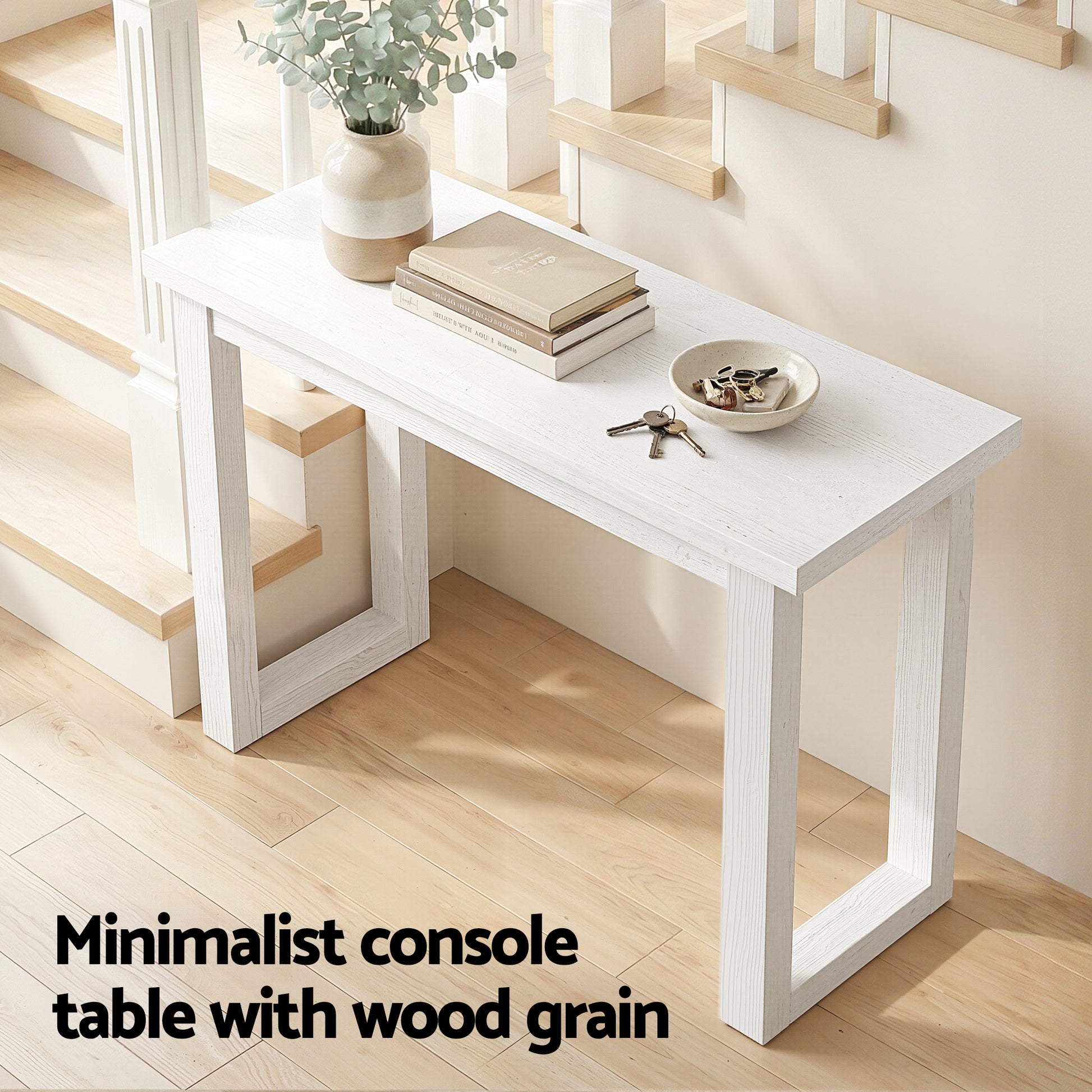 Oslo Wood Grain Console Table - White - Homecoze
