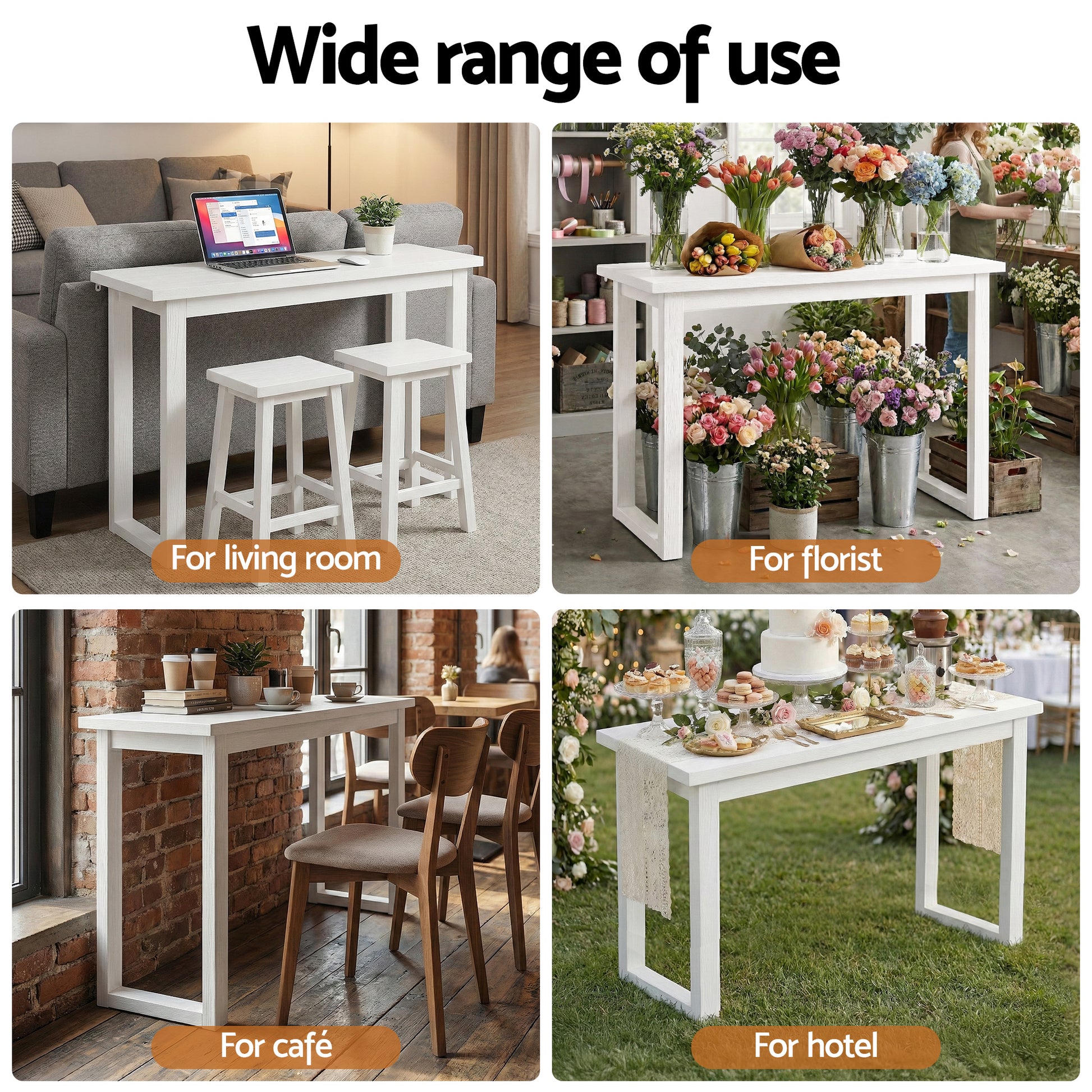 Oslo Wood Grain Console Table - White - Homecoze