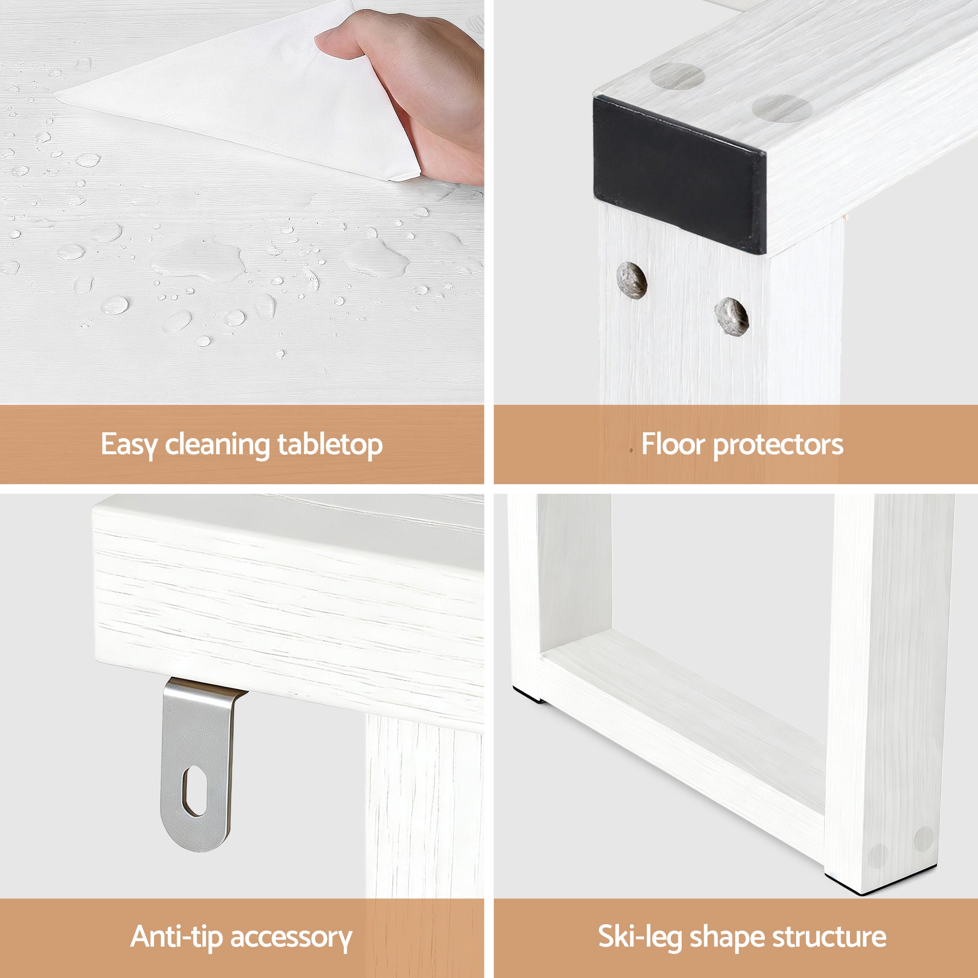 Oslo Wood Grain Console Table - White - Homecoze