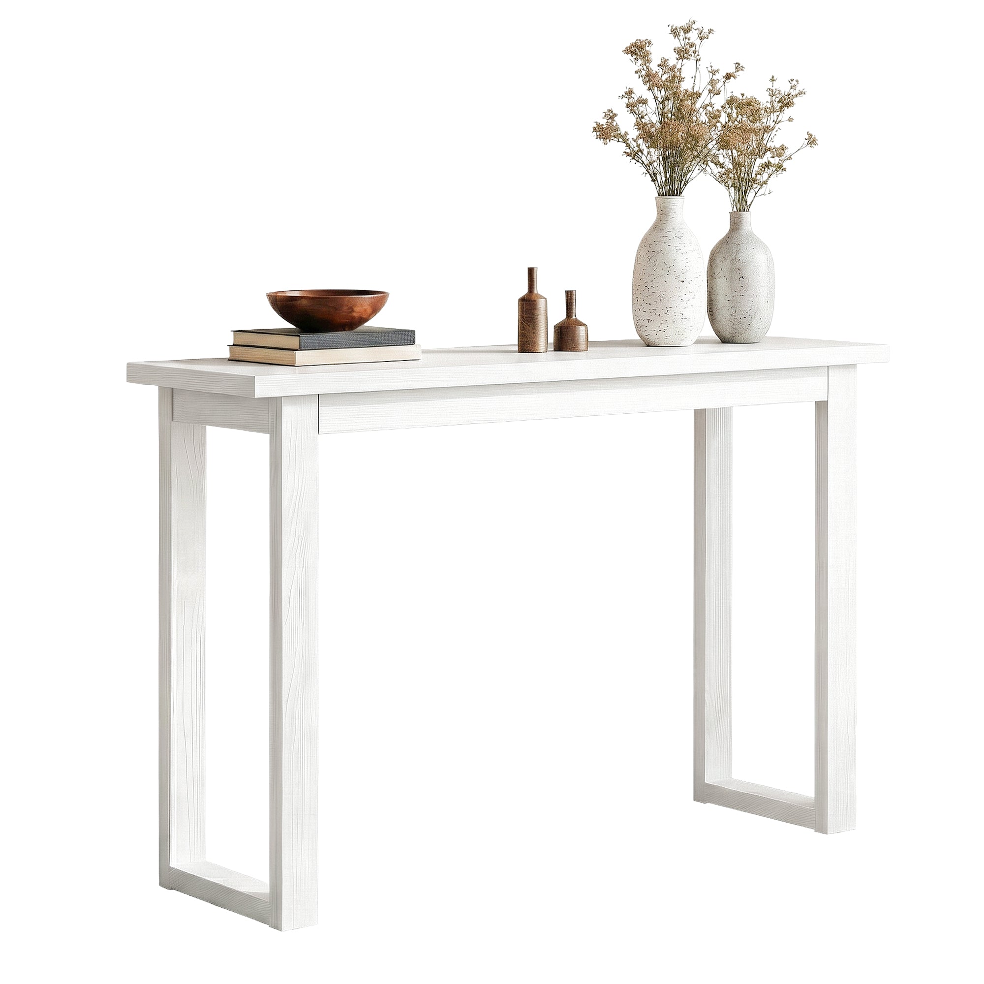 Oslo Wood Grain Console Table - White - Homecoze