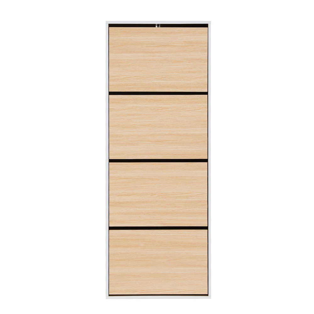 4-Door Shoe Storage Cabinet - White & Pine