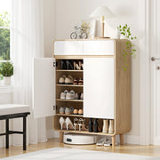 Shoe Storage Cabinet with Drawers - White & Pine
