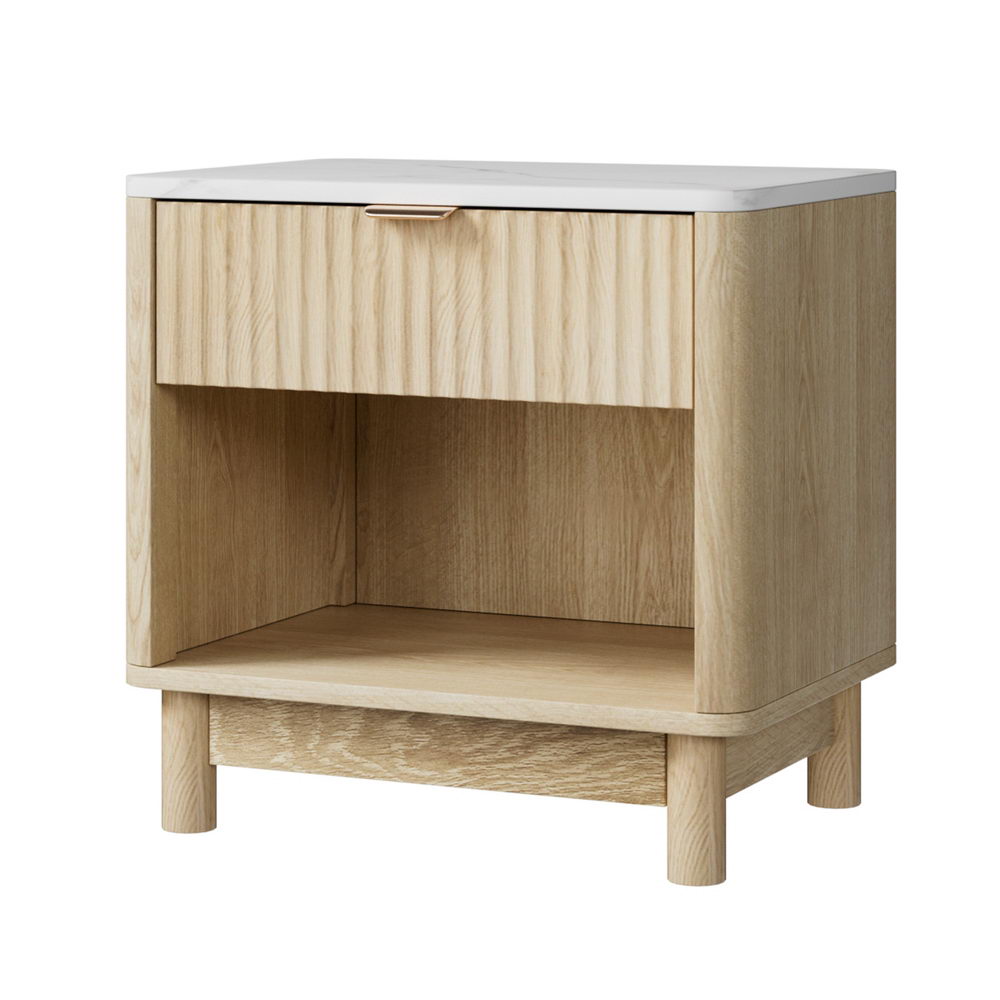 Artiss Bedside Table Nightstand 1 Drawer Shelves Pine - Homecoze