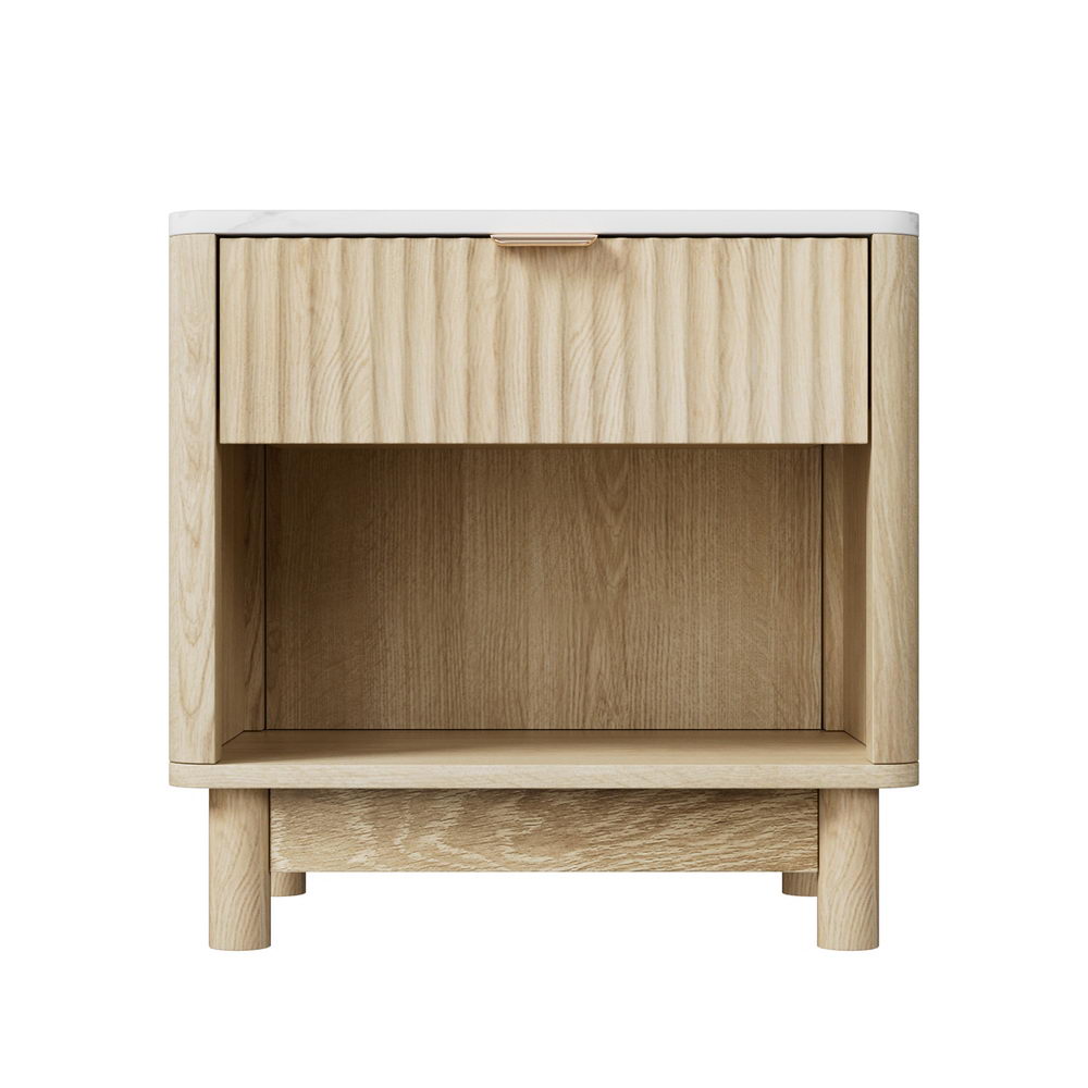 Artiss Bedside Table Nightstand 1 Drawer Shelves Pine - Homecoze