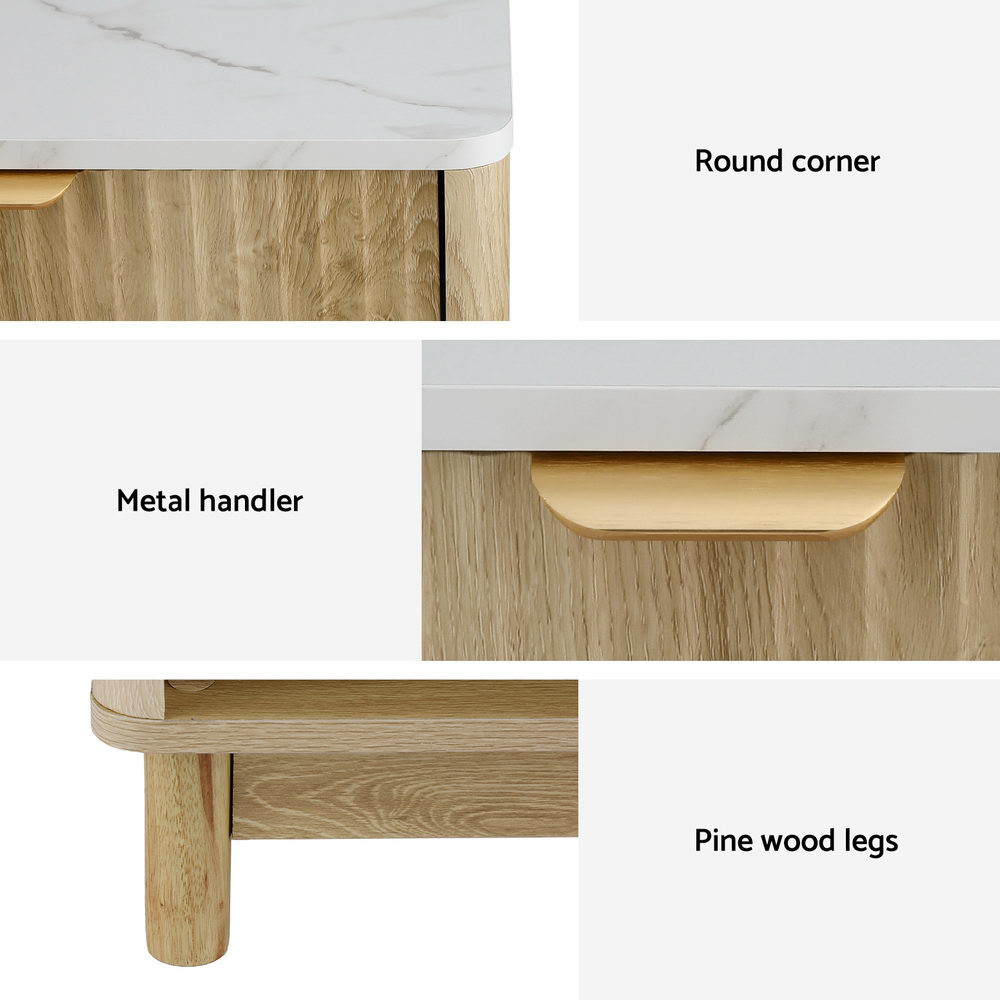 Artiss Bedside Table Nightstand 1 Drawer Shelves Pine - Homecoze