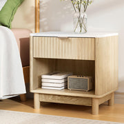 Artiss Bedside Table Nightstand 1 Drawer Shelves Pine - Homecoze